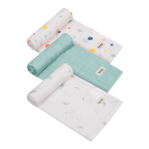 Lionelo, Bambusowe pieluszki dla dziecka, dot, 3 szt.