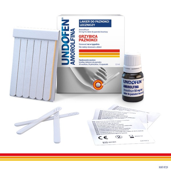 Undofen Amorolfina, 50 mg/ml, lakier do paznokci leczniczy, 2,5 ml