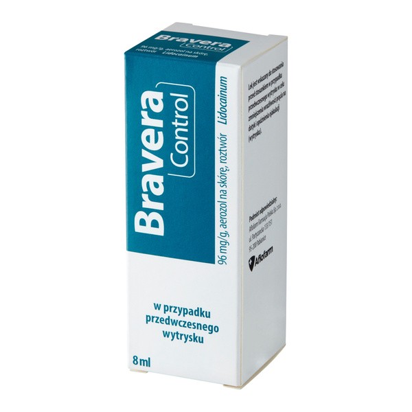 Bravera Control, 96 mg/g, aerozol na skórę opóźniający wytrysk, 8 ml