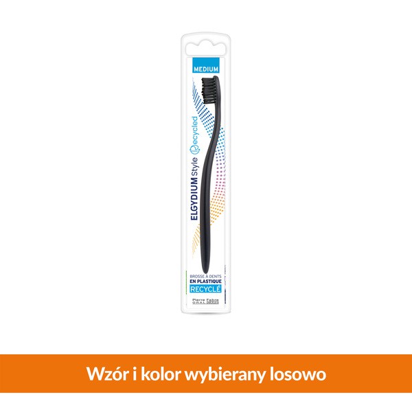 Elgydium Style, szczoteczka z plastiku z recyklingu do zębów, średnia, 1 szt.