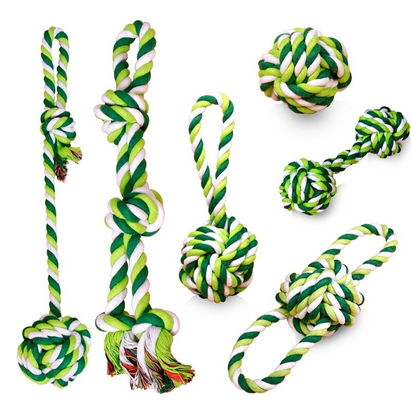 Dog training toy Rope Multicolor For Dog Double Knot Cotton Rope Chew Knot Toy Durable Braided Bone Rope Tug Dog Chewing Toy