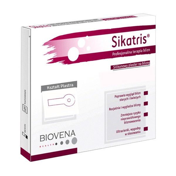 Sikatris, silikonowy plaster na blizny, po mastopeksji, 17 cm x 7,6 cm, 5 szt.