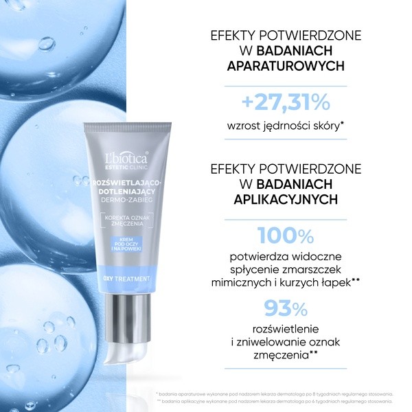 L`Biotica Estetic Clinic, rozświetlająco dotleniający krem pod oczy, 15 ml