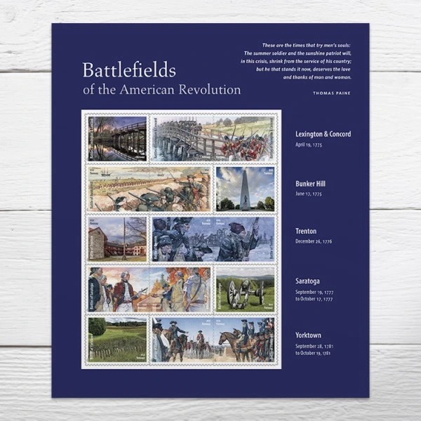 2025 Battlefields of the American Revolution Stamps Sheet of 15