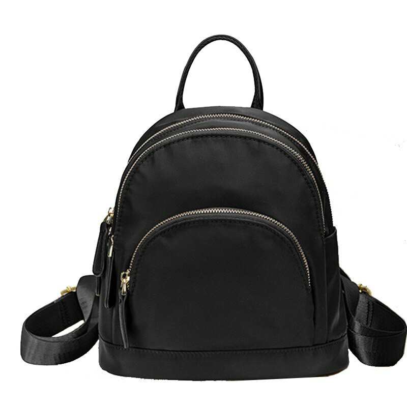 Myk, vanntett nylonryggsekk for kvinner, enkel design, hverdagsryggsekk, multifunksjonell ryggsekk for kvinner, veske med flere lommer