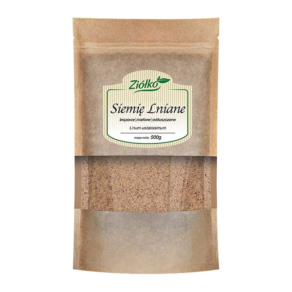 Ziółko, siemię lniane brązowe mielone odtłuszczone, 500 g