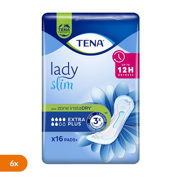 Zestaw 6 x Tena Lady Slim, podpaski na nietrzymanie moczu, Extra Plus, 16 szt.
