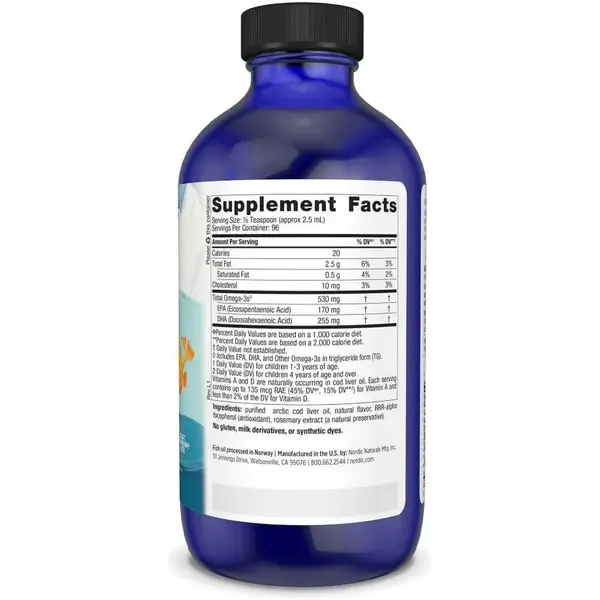 Nordic Naturals Children's DHA 530 mg Omega-3, płyn, smak truskawkowy, 237 ml
