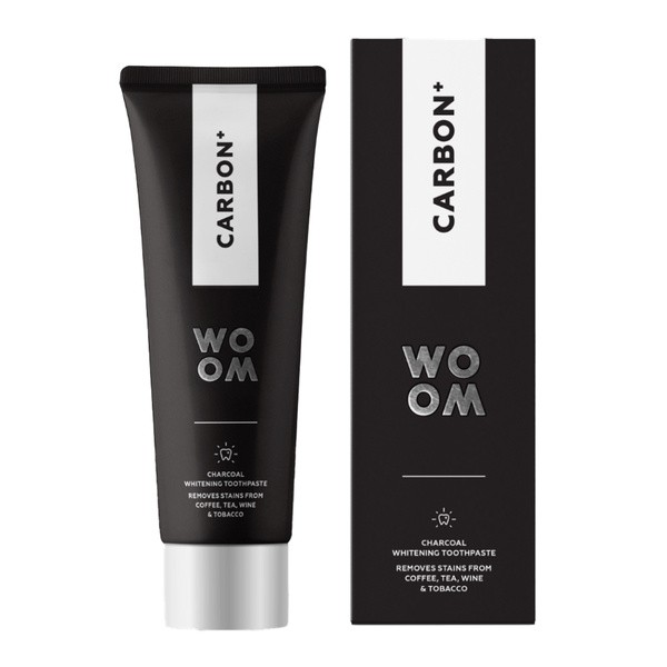 WOOM Carbon+, Mocna wybielająca pasta do zębów z węglem, 75 ml