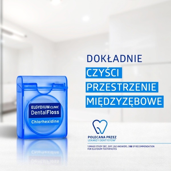 Elgydium Dental Floss Chlorhexidne, nić dentystyczna z chlorheksydyną, 50 m