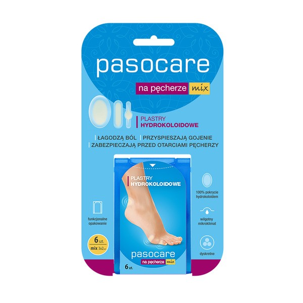 Pasocare, plastry hydrokoloidowe na pęcherze, mix, 6 szt.