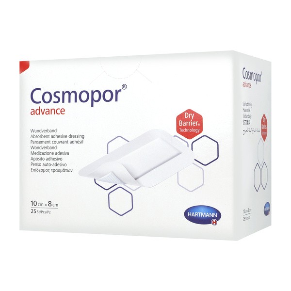 Cosmopor Advance, opatrunki do silnie sączących się ran, 10 cm x 8 cm, 25 szt.
