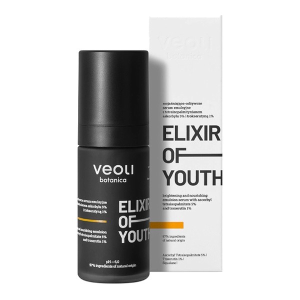 Veoli Botanica Elixir of Youth, emulsyjne serum rozjaśniająco-odżywcze, 30 ml