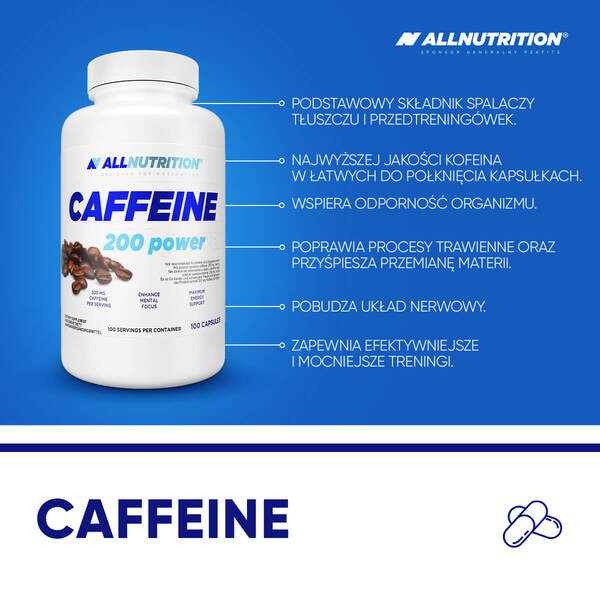 Allnutrition Caffeine 200 power, kaps., 100szt