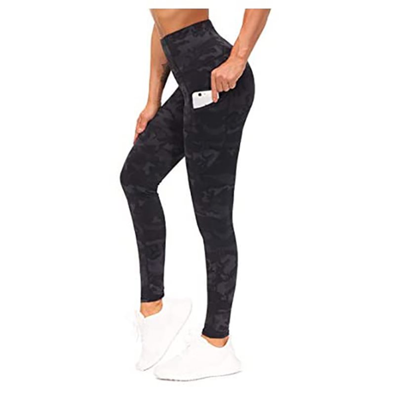 Högmidjade byxor med fickor, magkontroll träningsleggings för kvinnor: Sport utomhus