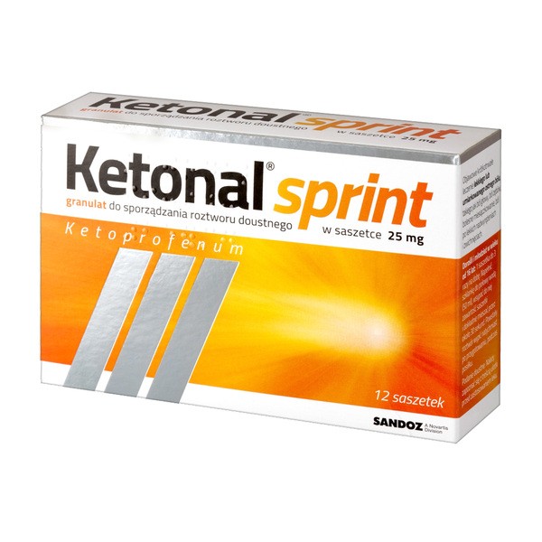Ketonal Sprint, 25 mg, granulki do sporządzania roztworu doustnego, 12 saszetek