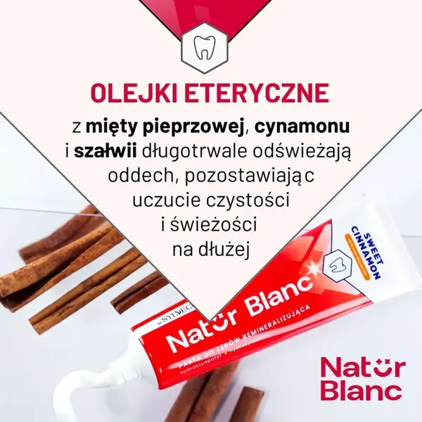 Sylveco Natur Blanc Sweet Cinnamon, pasta do zębów remineralizująca, 100 ml