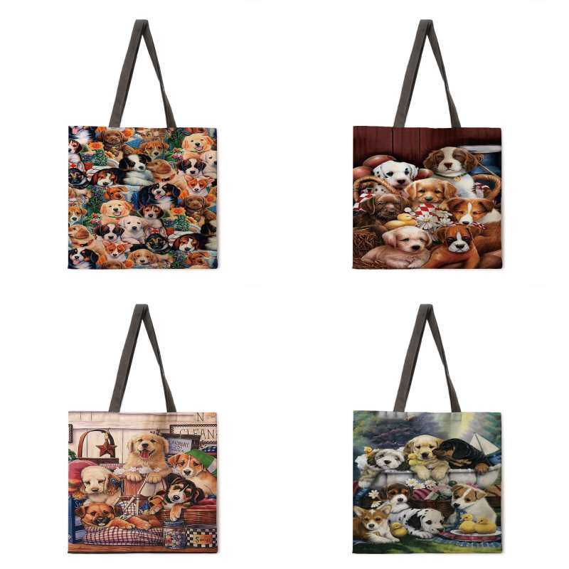 Sac à main femme à motif chien, sac de tous les jours, sac bandoulière réutilisable, sac de courses, sac de plage.