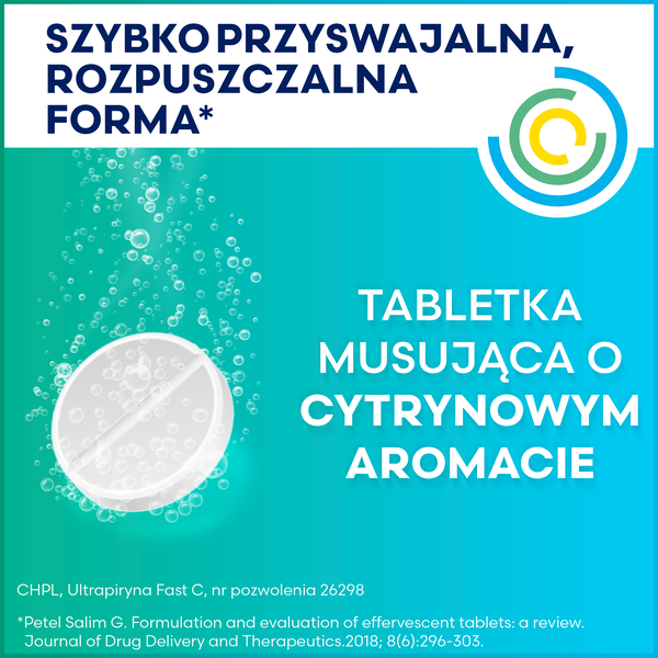 Ultrapiryna Fast C, 500 mg+250 mg, tabletki musujące, 10 szt.