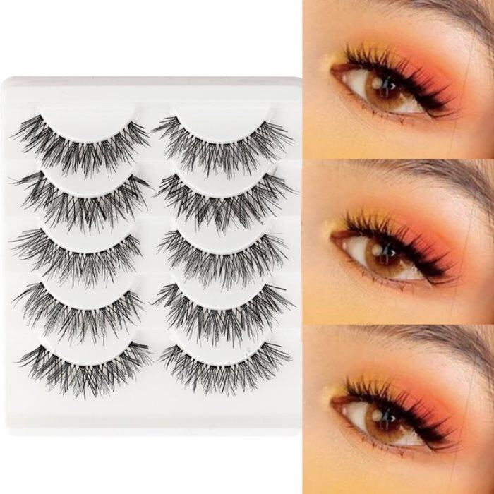 5 Paar modieuze kunstwimpers van hoge kwaliteit – Mooie kruislings geplaatste wimpers – Dik en opvallend – Voor dagelijkse make-up