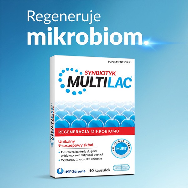 Multilac, kapsułki, synbiotyk (probiotyk +prebiotyk), 10 szt.