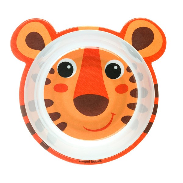 Canpol Babies Hello Little, miska antypoślizgowa z melaminy dla dzieci, pomarańczowa, 1 szt.