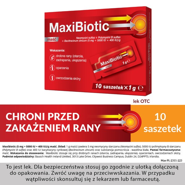 Maxibiotic, maść, 1 g, 10 saszetek