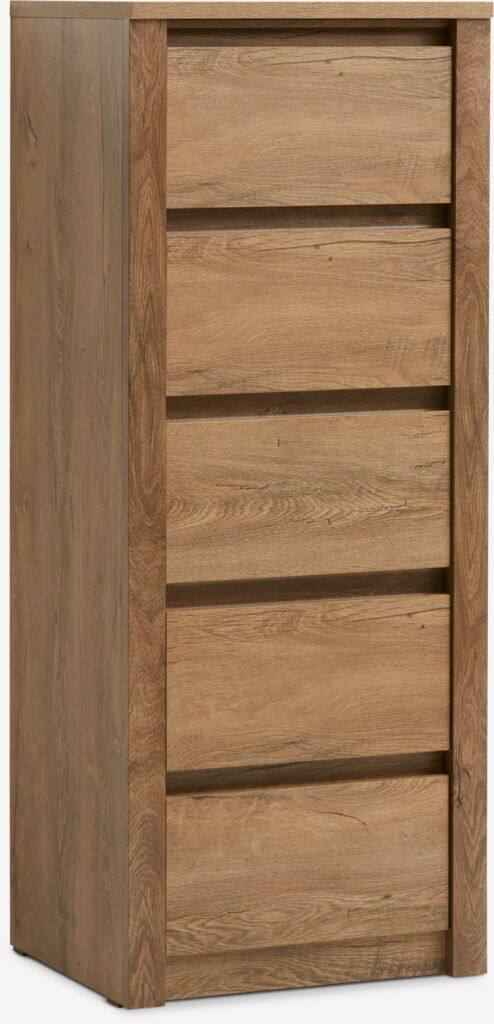 VEDDE VEDDE kommode, 5 skuffer, vild eg farve