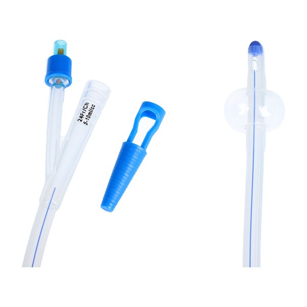 Zarys, urologiczny cewnik Foley'a, dwudrożny z plastikową zastawką i znacznikiem kontrastu, CH 24/5-10 ml, 1 szt.