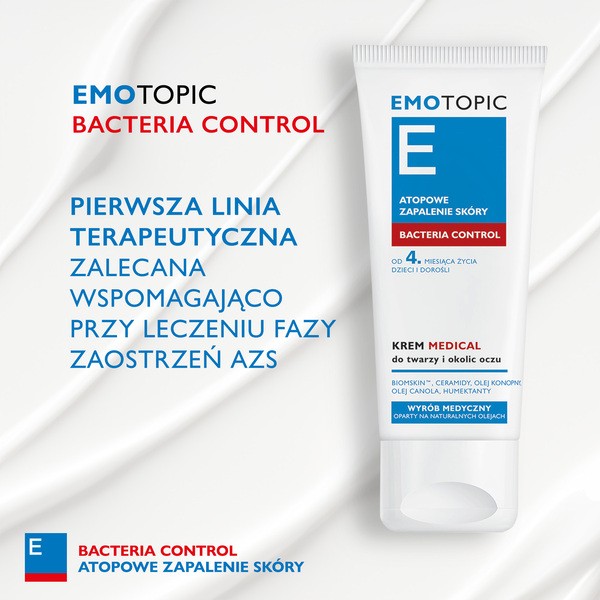 Emotopic Bacteria Control, krem do twarzy i okolic oczu Medical, 50ml