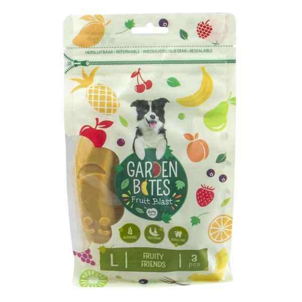 Garden Bites Fruit Blast, Fruity Friends, wegetariańskie przysmaki dentystyczne dla psów, L, 12,5 cm, 3 szt.