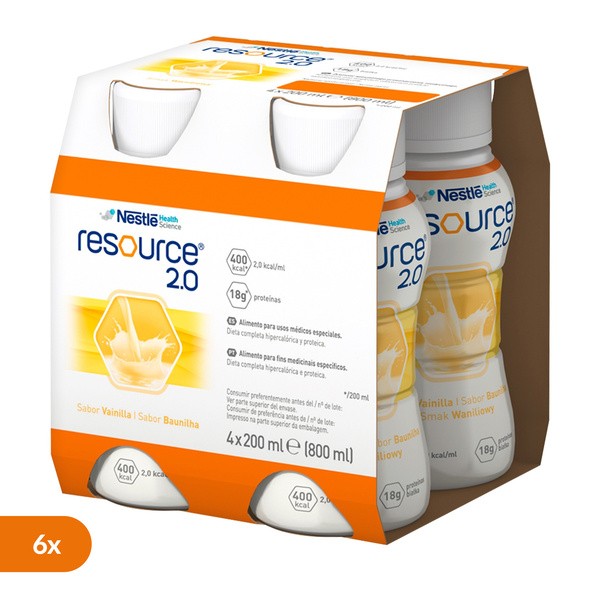 Zestaw 6 x Resource 2.0, płyn o smaku waniliowym, 4 x 200 ml