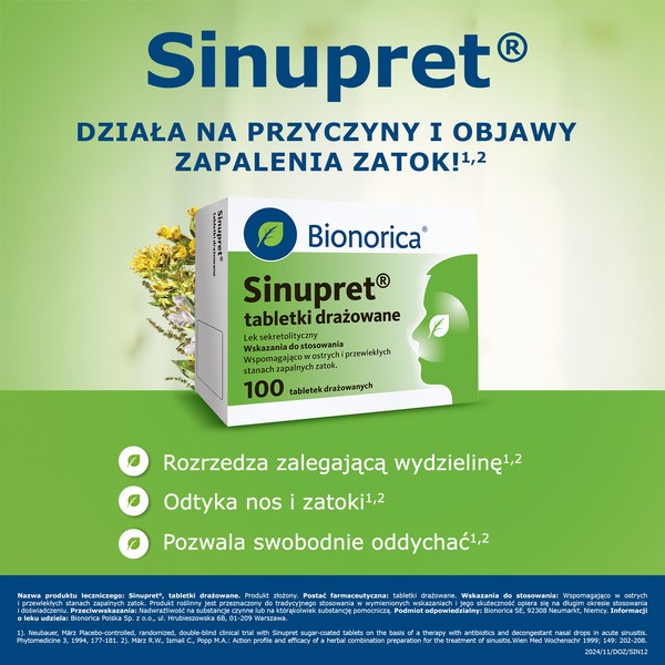 Sinupret, tabletki drażowane, 100 szt.