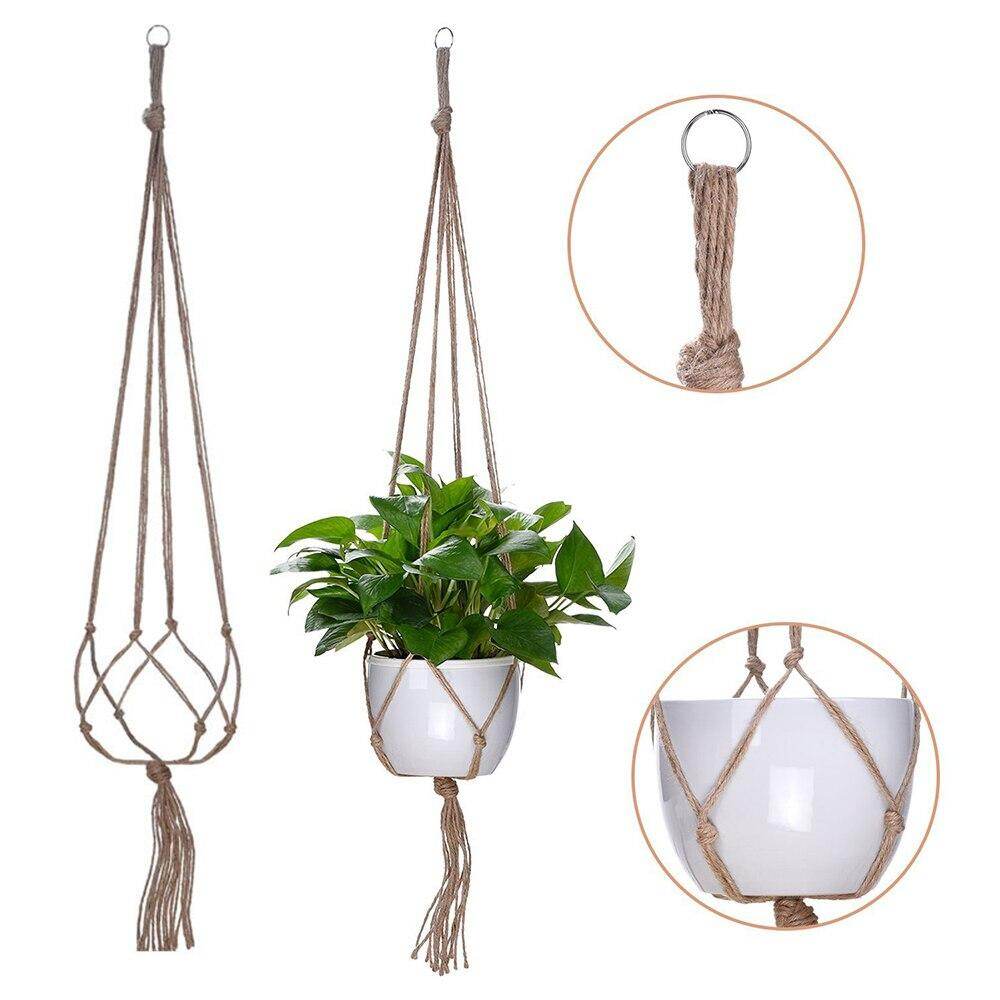 1 sac en filet pour pot de fleurs, panier suspendu en dentelle faite main, corde nouée, décoration pour balcon, jardin et maison