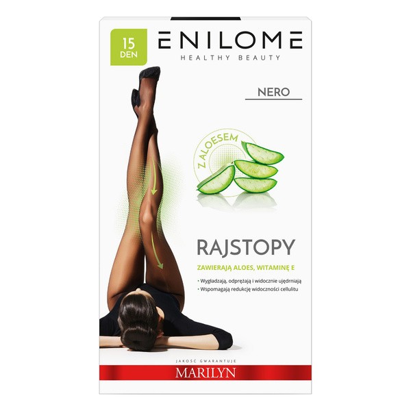 Enilome Healthy Beauty Aloe, rajstopy półmatowe, kolor Nero, rozmiar S, 15 DEN
