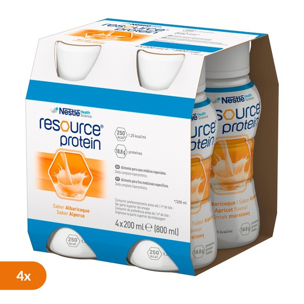 Zestaw 4 x Resource Protein, płyn, smak morelowy, 4 x 200 ml