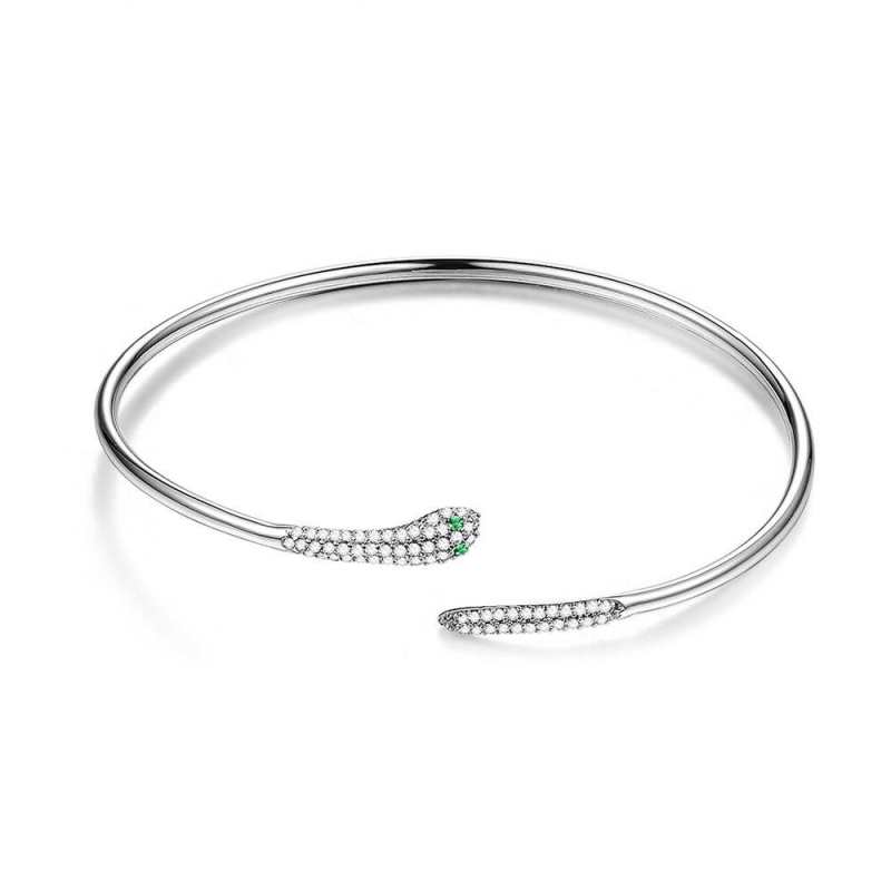 marka bransoletka dla kobiet 925 Sterling Silver grzechotka waz ksztalt zielone oko wkladka cyrkon bransoletka miloSc slodkie zwierzat bizuterii