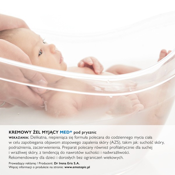 Emotopic Med+, kremowy żel myjący pod prysznic, do codziennego stosowania, 400 ml