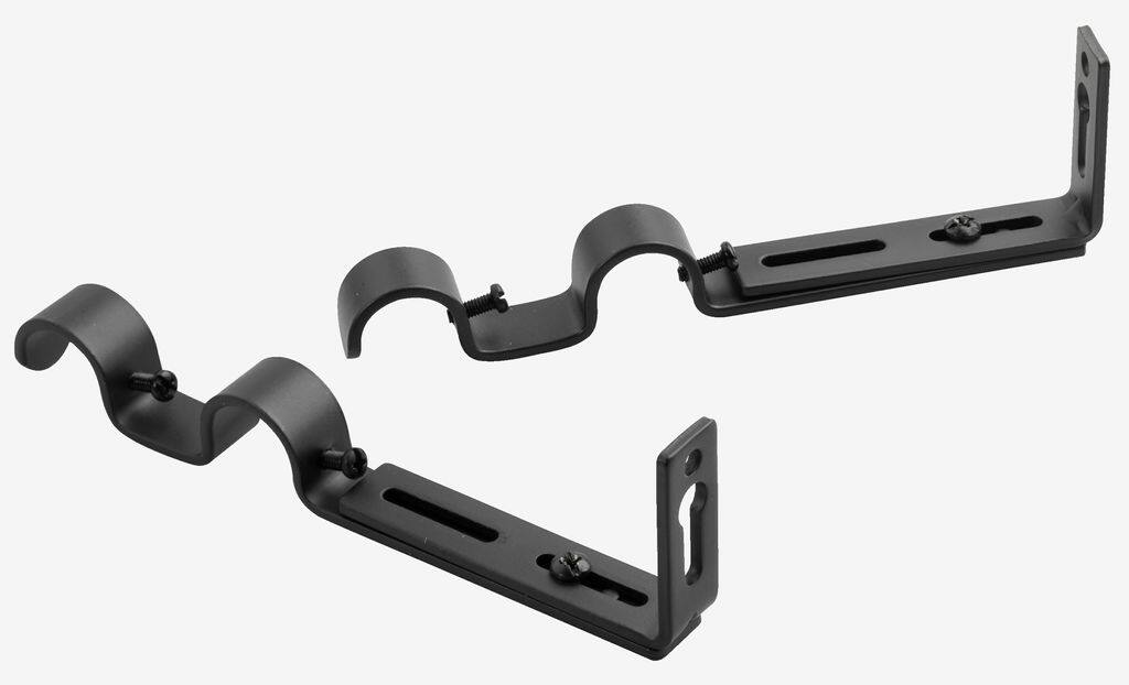 Dobbelt stangholder Ø19mm sort