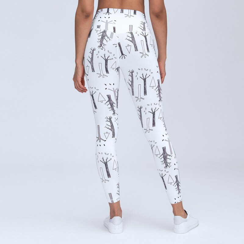 Nepoagym 65 cm tights med blommönster och mjuka leggings för löpning och yoga