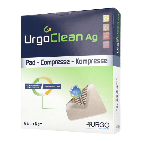 UrgoClean Ag, opatrunek,  6 cm x 6 cm, 1 szt. (z opakowania 10 sztuk)