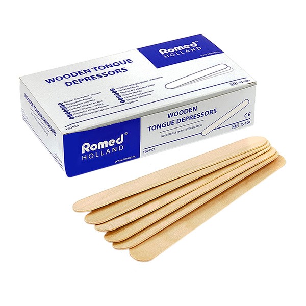 Romed, szpatułki laryngologiczne, drewniane, 100 szt.