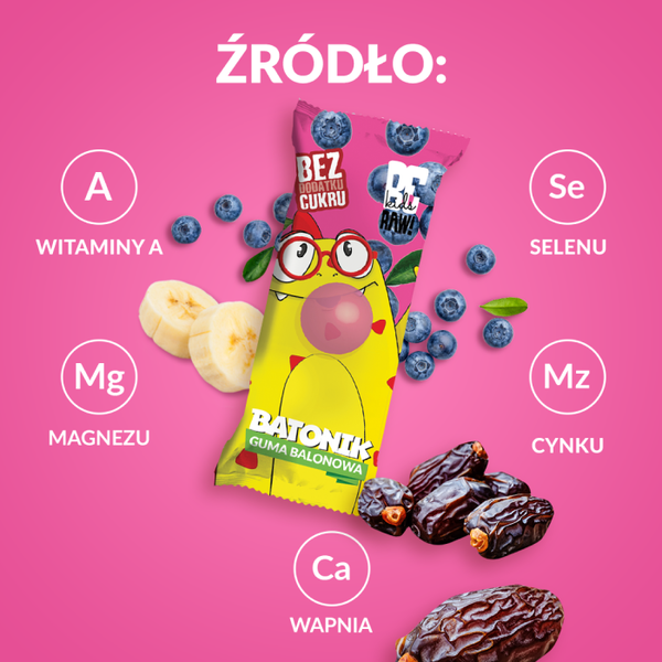 BeRaw! Kids, batonik, smak gumy balonowej, 25 g