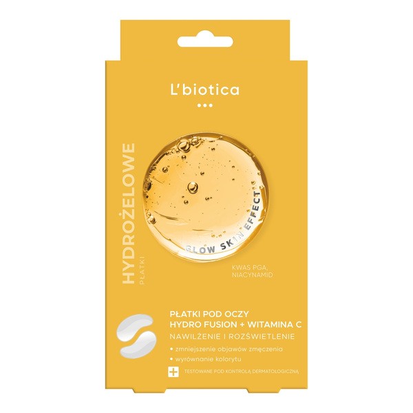L`Biotica PGA Hydro Fusion + Wit.C, hydrożelowe płatki pod oczy, 2 szt.