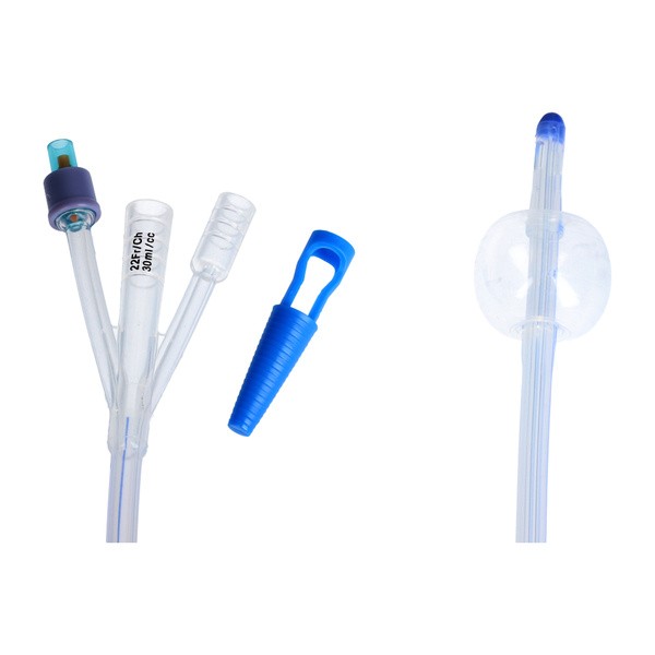 Zarys, urologiczny cewnik Foley'a, trójdrożny z plastikową zastawką i znacznikiem kontrastu, CH 22/30 ml, 1 szt.