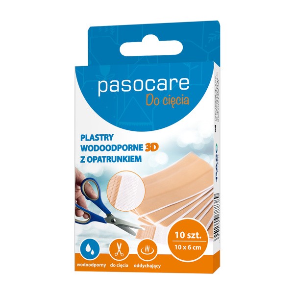 Pasocare Plus 3D, plastry z opatrunkiem, 1 m x 6 cm, 10 szt.