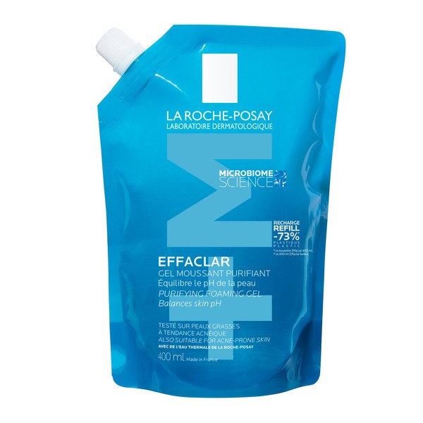Zestaw La Roche-Posay Effaclar Foaming Gel, żel oczyszczający dla skóry skłonnej do trądziku, 400 ml + opakowanie uzupełniające refill, 400 ml