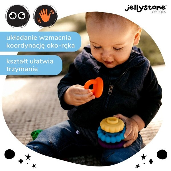 Jellystone Designs, silikonowy gryzak sensoryczny Mała tęczowa wieża, 1 szt.