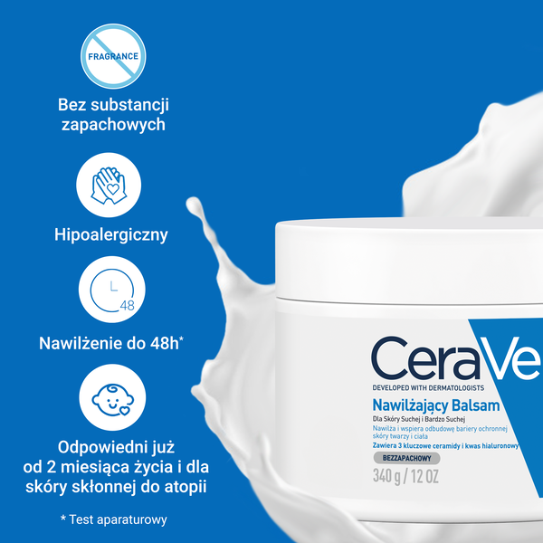 CeraVe, nawilżający balsam z ceramidami do skóry suchej i bardzo suchej, 340 g