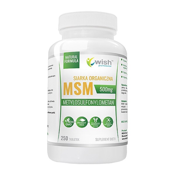 Wish, Siarka organiczna msm 500 mg, tabletki, 250 szt.